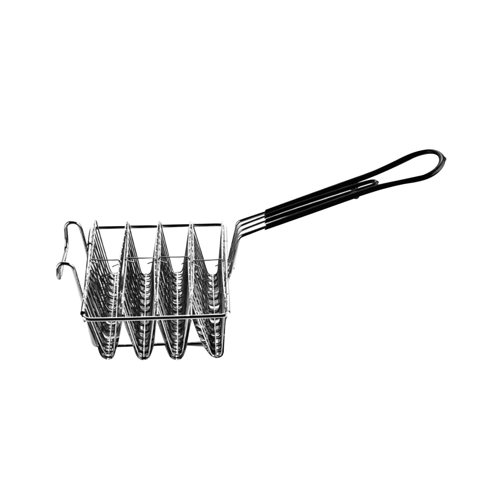 Taco Basket Resistente de Acero Inoxidable Cesta para Freír Tacos Soporte de Tacos Y Burritos Mango Cómodo Y Curvado Adecuado para Preparación de,