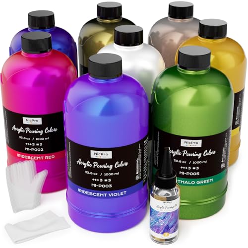 Nicpro 8-Color 33.8 oz Acrylic Pouring Paint Kit