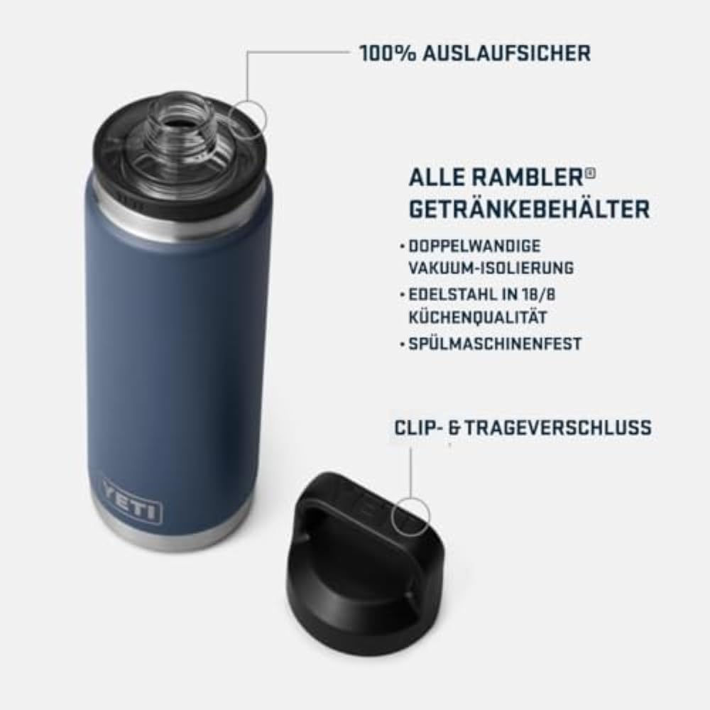 YETI Rambler Trinkflasche 26 oz (769 ml) Moon Dust – Edelstahl Trinkflasche, Wasserflasche Sport mit Chug–Verschluss, isolierte Sportflasche