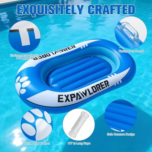 EXPAWLORER Inflatable Dog Pool Float Raft with Handle & Rope 59"x35" by EXPAWLORER - Used condition - Image 4