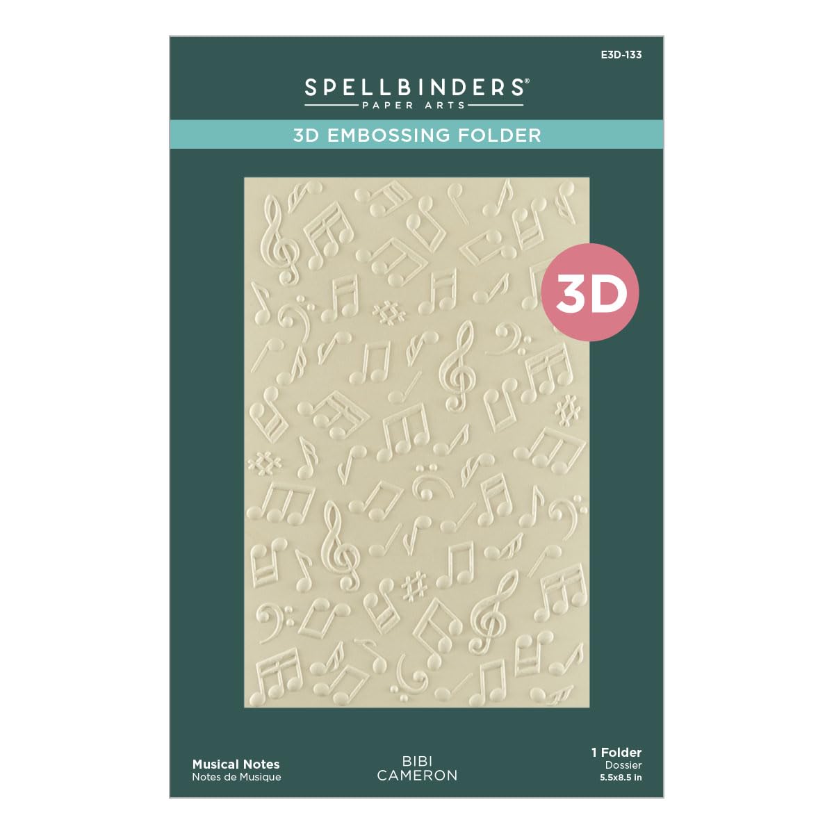 Spellbinders Metal Musical Notes 3D Embossing Folder From The Bibi's Musical Notes Collection By Bibi Cameron