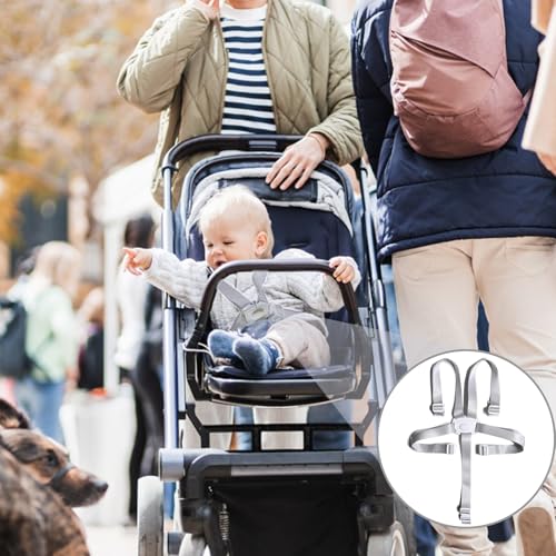 Gurt Sicherheitsgurt,5 Punkt Gurt Hochstuhl für tripp trapp gurt,für Tripp Trapp Hochstuhl Kinderwagen,Verstellbare 5 Punkt Gurt Kinderwagen zum Kinder Bollerwagen,Babyhochstuhl Zubehör(Silber)