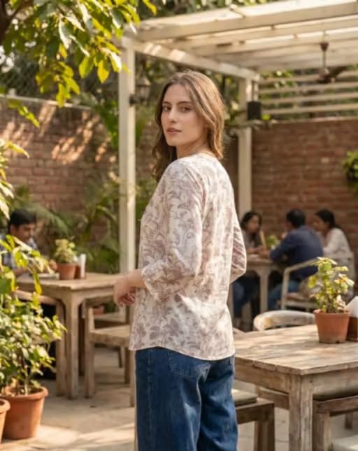 Image of Floral Printed Kurta, Full Sleeve