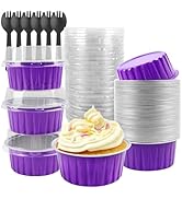 Copos de bolo de folha de alumínio com tampas latas de muffin, mini formas de bolo, mini formas de pão com tampas, disp...