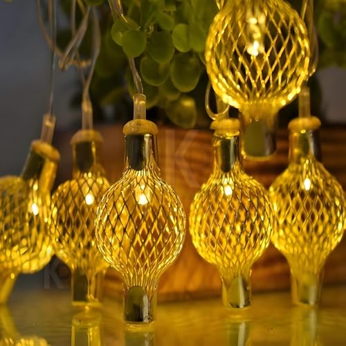 Image of K D Metal String Lights for Decoration -14 LED Metal Jali 3.8 Meter Moroccan LED Fairy Lights, Warm Yellow Decorative Lights for Home, Room, Parties & Festivals