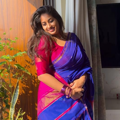 Image of Original Maheswari Cotton Silk Saree for Women | Kanjivaram Pure Silk Cotton Sari with Blouse | Zari Work | Tassels | Handloom Weave