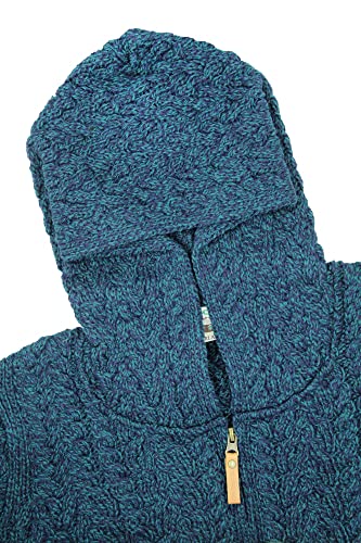 Aran Crafts Men's Irish Cable Knitted Zip Hooded Cardigan (100% Merino Wool)3