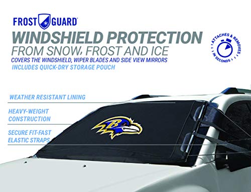 NFL Frost Guard Windshield Cover for Ice and Snow, Baltimore Ravens | XL Size Car Windshield Frost Cover with Side Mirror Covers | Fits Most Medium and Large SUVs, Trucks, Vans – 68 x 40 Inches - Thumbnail 6