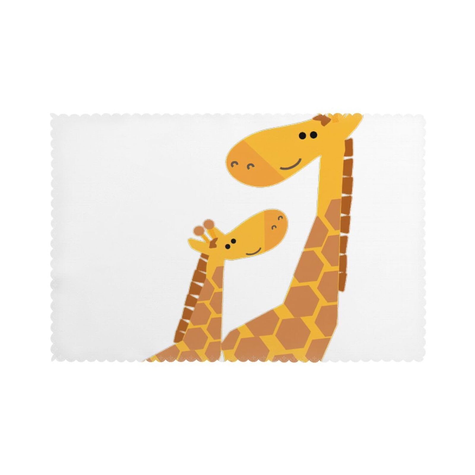 Giraffe Print Placemats Set Of 6, 12x18 Inch Polyester Washable Heat Resistant Kitchen Dining Table Mats