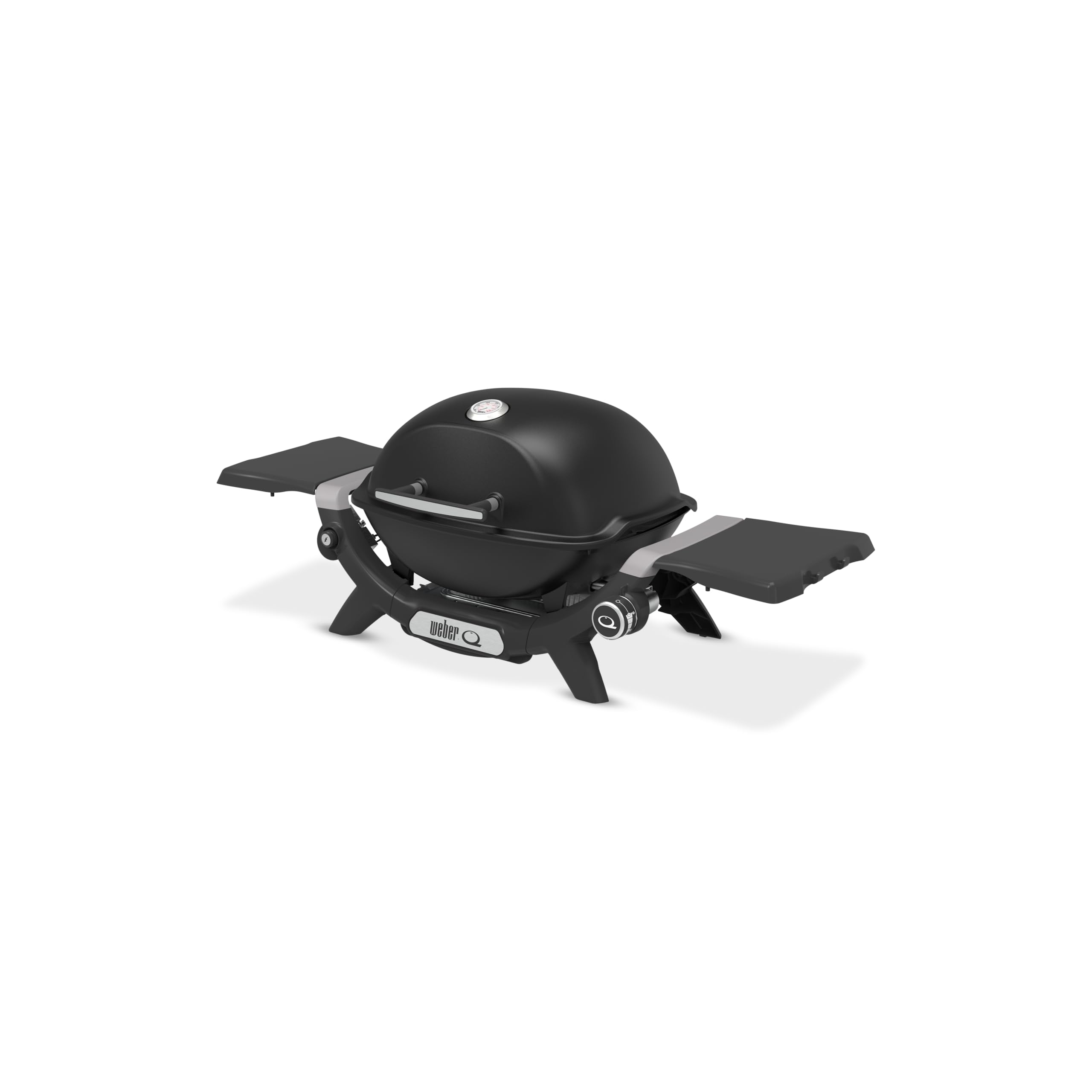 Weber Q 1200N Barbecue à gaz avec tablettes latérales/Grill léger pour Camping, terrasses et balcons, avec brûleur Haute Performance, grilles en Fonte émaillée et allumage électronique, Noir Minuit