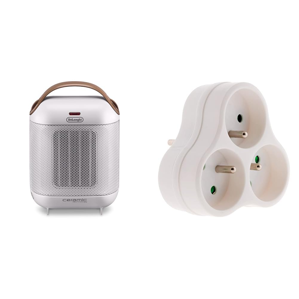 De'Longhi HFX30 C18 IW chauffage céramique pour un bureau chaud avec prise Zenitech