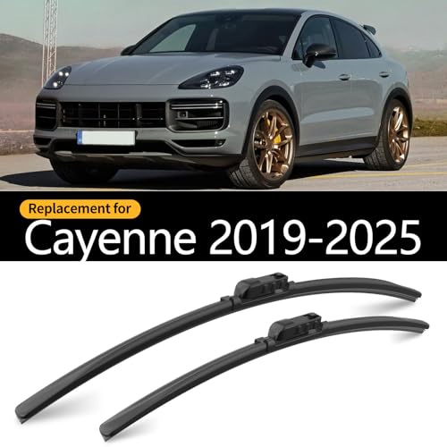 Image of Front and Rear Windshield Wipers for Porsche Cayenne 2019-2025 | Quiet and Streak-Free Front and Back Wiper Blades Assembly All-Season OEM Automotive Replacement Accessories