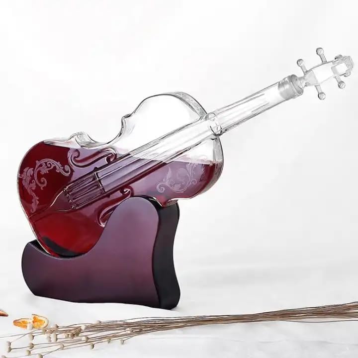 Image of Whiskey Decanter with Antique Crystal Clear (Violin Styling Glass Bottle)