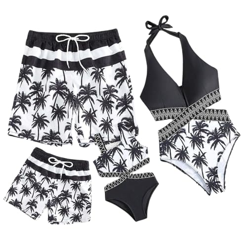 Matching Family Swimsuit Set Mommy and Me High Waisted Bikini Bathing Suit Two Piece V Neck Girls Swimsuit