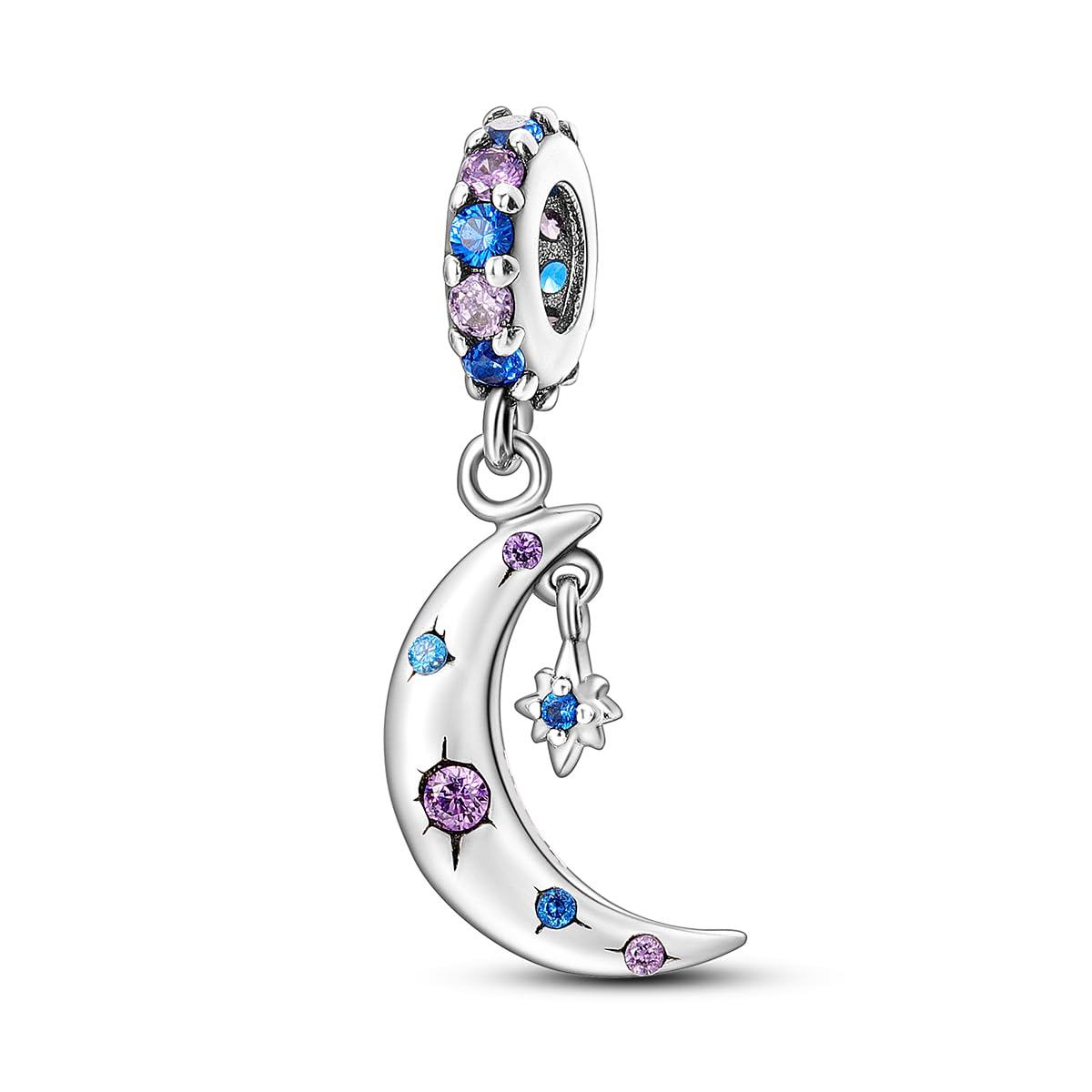 NUJIFFY Sonne Mond und Sterne Anhänger 925 Sterling Silber C