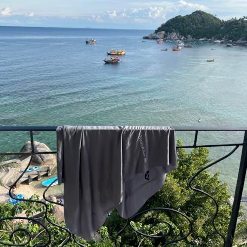 Image of TRAVEL LIKES ME Bath Towel-Quick Dry for Men&Women,Premium Light Weight,Super Absorbent,Soft Thin Smooth Bathing Cloth for Travel,Swiming and Beach,Naonofiber (Red&Black-Pack of 2, 52 * 132 cm)