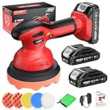 Avhrit Cordless Car Buffer Polisher kit w/ 2x2000mAh 21V Batteries, 6 Inch Car buffer Waxer Kit w/ 6 Variable Speed & Extra 10 PCS Attachments, Polisher for Car Detailing,Boat Sanding,Scratch Removing