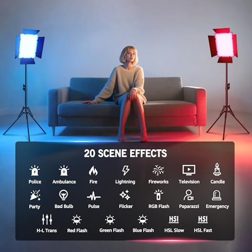 Image of NiceVeedi 40W RGB Photography Lighting with 20 Effects, 360 Full Color /2700-6500K Studio Lights with Remote & Display, Lighting for Video Recording /Photography /Streaming /YouTube /TikTok /Content Creat