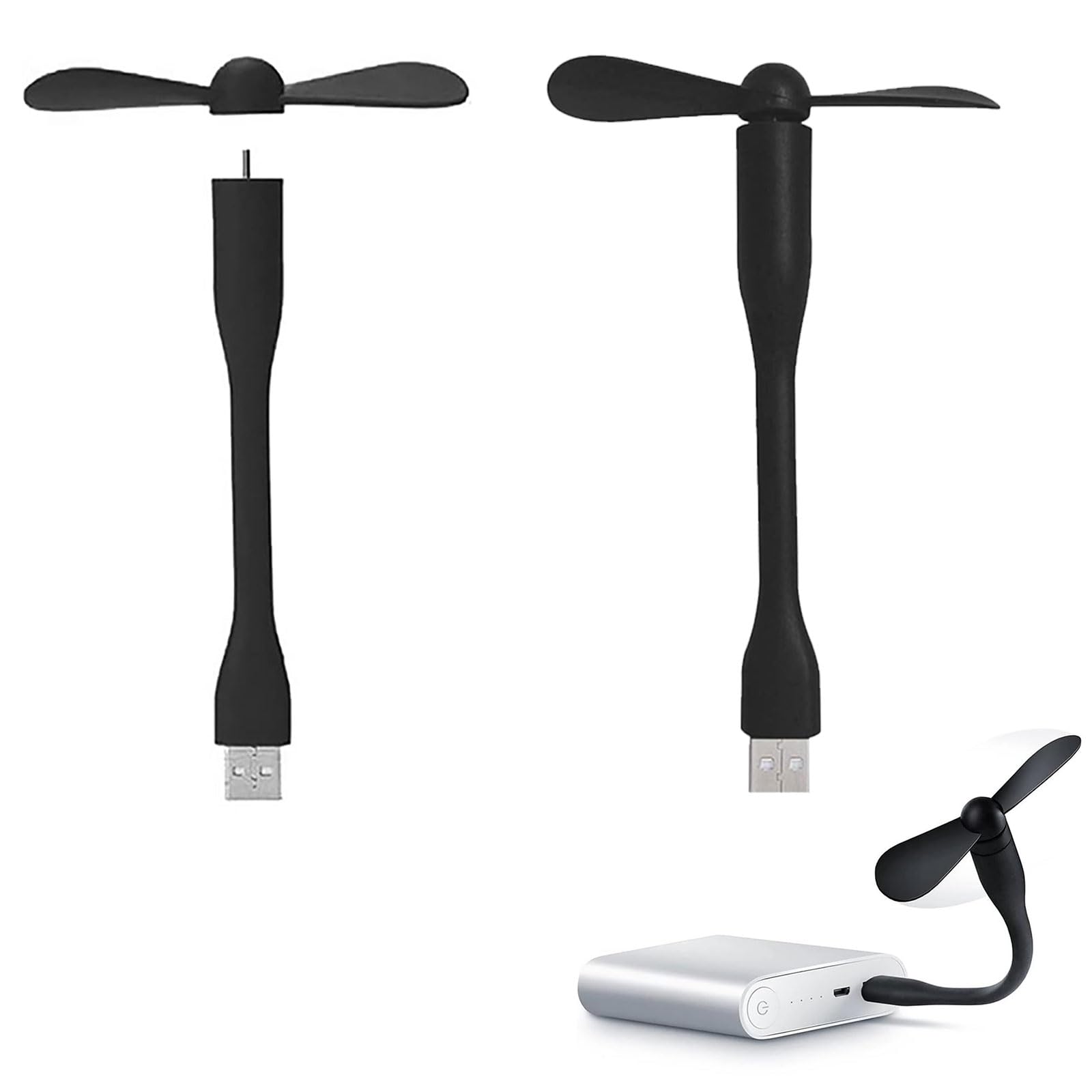 Comioke USB Fan, Portable and Flexible Fans, 2 PCS Mini Fan Notebook Fan, Flexible Portable Adjustable Fan, Quiet Travel Compatible with Any Port