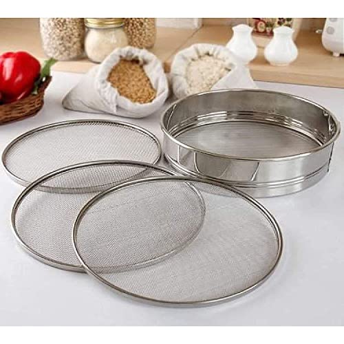 Image of 4 in 1 Stainless Steel Interchangeable Sieve, Flour Chalni, Spices, Food Strainers, Atta Chalni, Jaali Channi Atta Maida Strainer