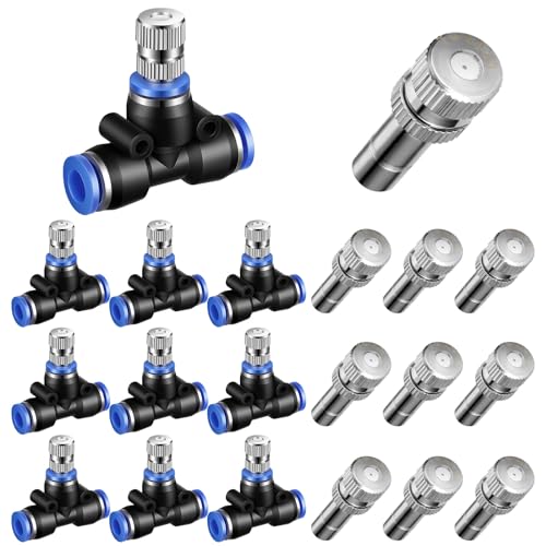 Gisafai 20 Pcs Brass Misting Nozzles Replacement Kit, 0.024"/0.6mm Orifice