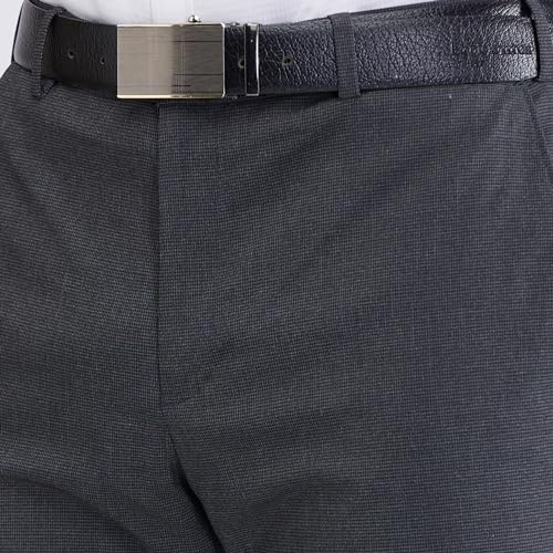 Image of Raymond Men's Mid Rise Slim Fit Structure Pattern Poly Viscose Blend Flat Front Formal Trouser