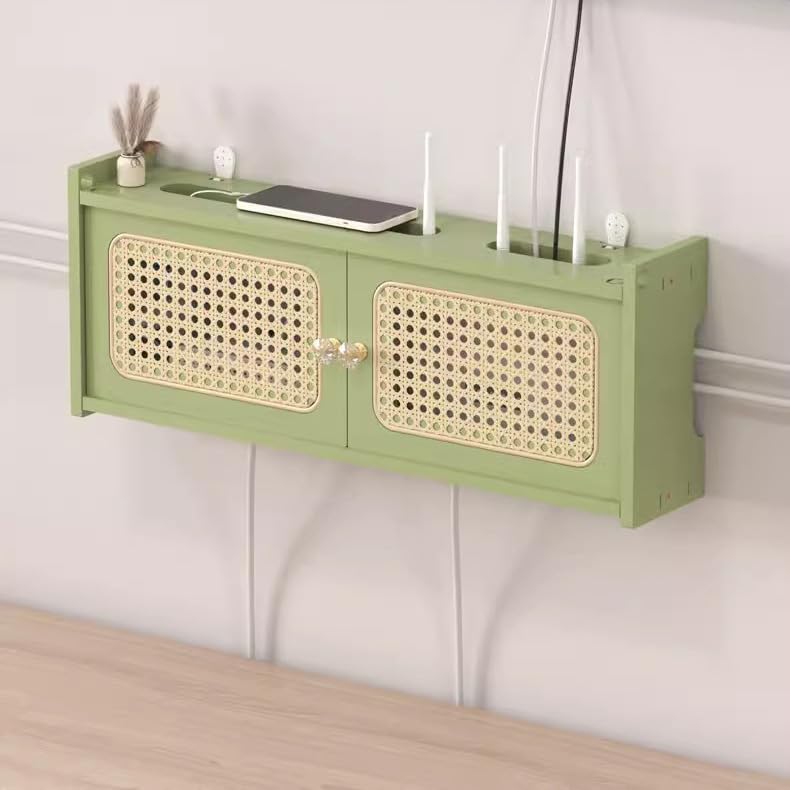 Organisateur de multiprise et cache décodeur TV avec gestion de câbles