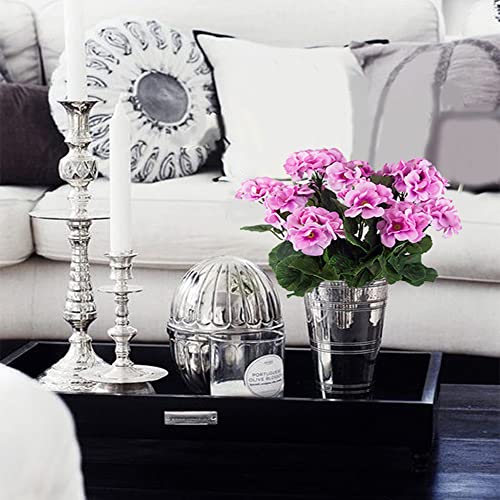 Ferial 2 Pcs Purple Pink Geranium Artificial Flowers Geranium Bush Faux Geraniums Silk Flowers Outdoor Plant Bush Pink Geraniums For Floral Home Decor Indoor Garden Patio Grave Cemetary Vase #TOP1