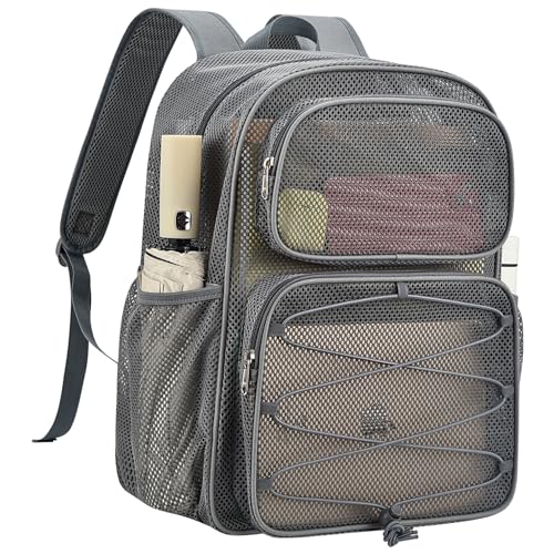 Semi-Transparent Mesh Backpack Grey