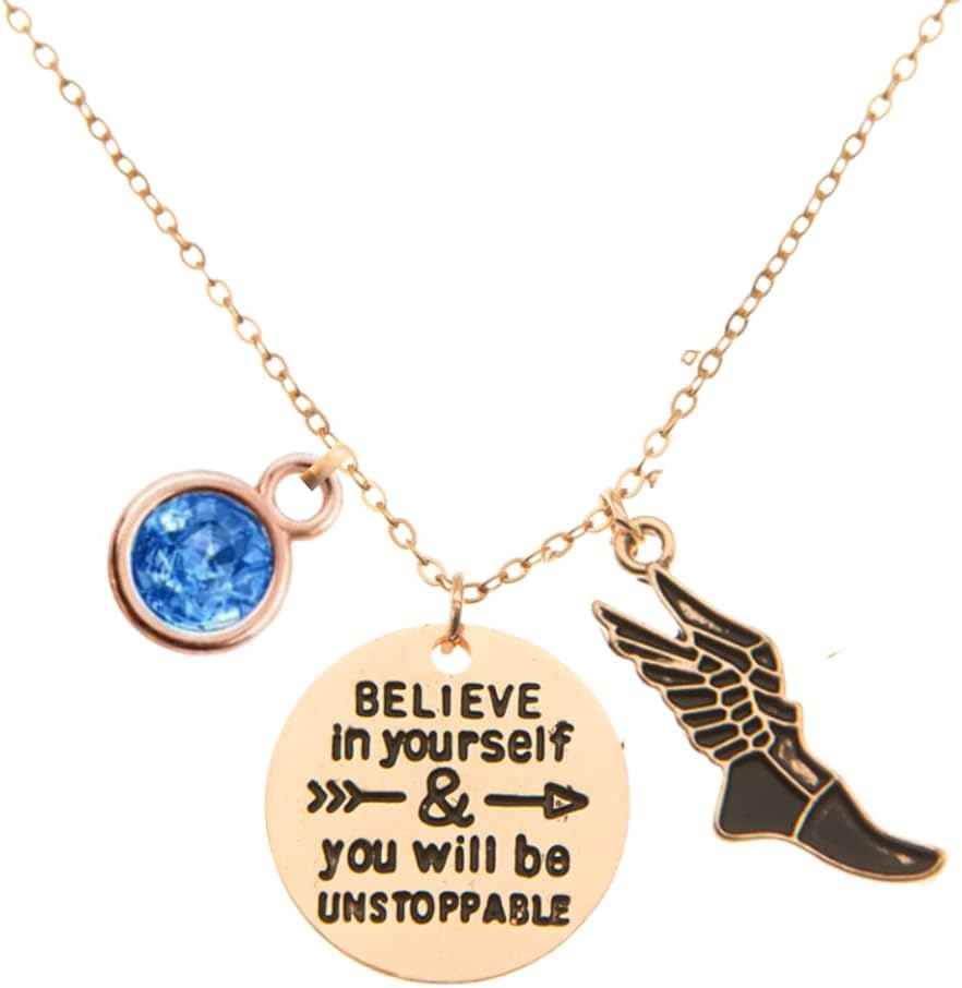 Personalized Track Necklace, Track and Field Sneaker Pendant with Birthstone Charm, Running Gift for Women, Teen and Runners