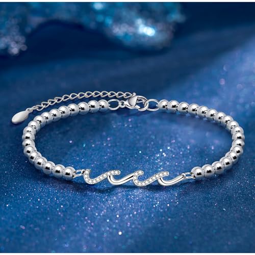 QWNHONEY Waves of Life Bracelet Inspirational Birthday Gifts for Bestie Sister 16th 18th 21st 30th 40th 50th 60th Birthday Gifts for Women4