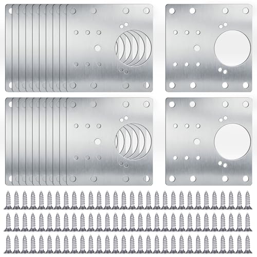 20PCS Cabinet Hinge Repair Plate Kit Stainless Steel Repair Plate luluaday Large Cabinet Fix Board Kit with Mounting Screws for Kitchen Cupboard Door Cabinet and Furniture