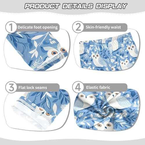 KLL Owl Blue Toddler Girls' Legging Stretchy High Waisted Workout Pants Gym3