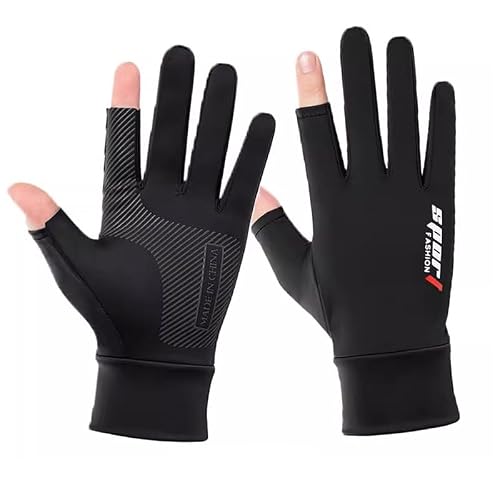 BSLVWG 2 Half Finger Cycling Gloves -Breathable,Men Summer Ice Silk Anti-Slip Fingerless Shock-absorbing Touchscreen Mitts for Mountain Bike,Road Bicy