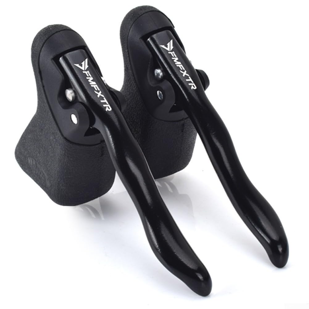 YJDOORPLAY Aluminium Alloy Road Bike Brake Levers Set Adjustable Clamp 22.2mm-23.8mm Drop Bar Handlebar Compatible Black Silver Pair Without Cables(Black)