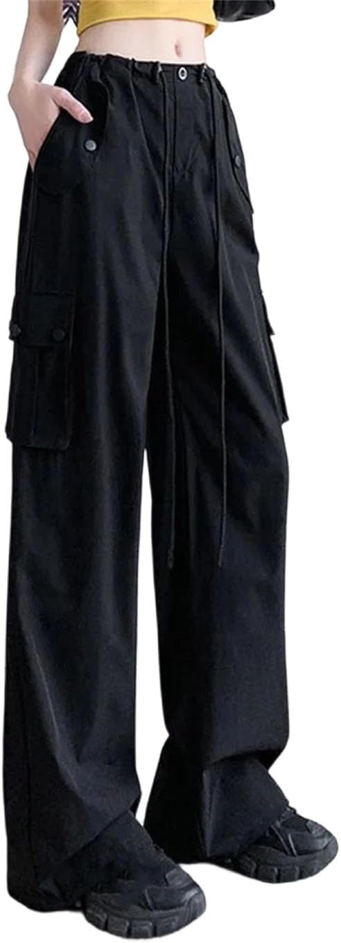 Women's High Waist Wide Leg Casual Pocket Sports Loose Trousers