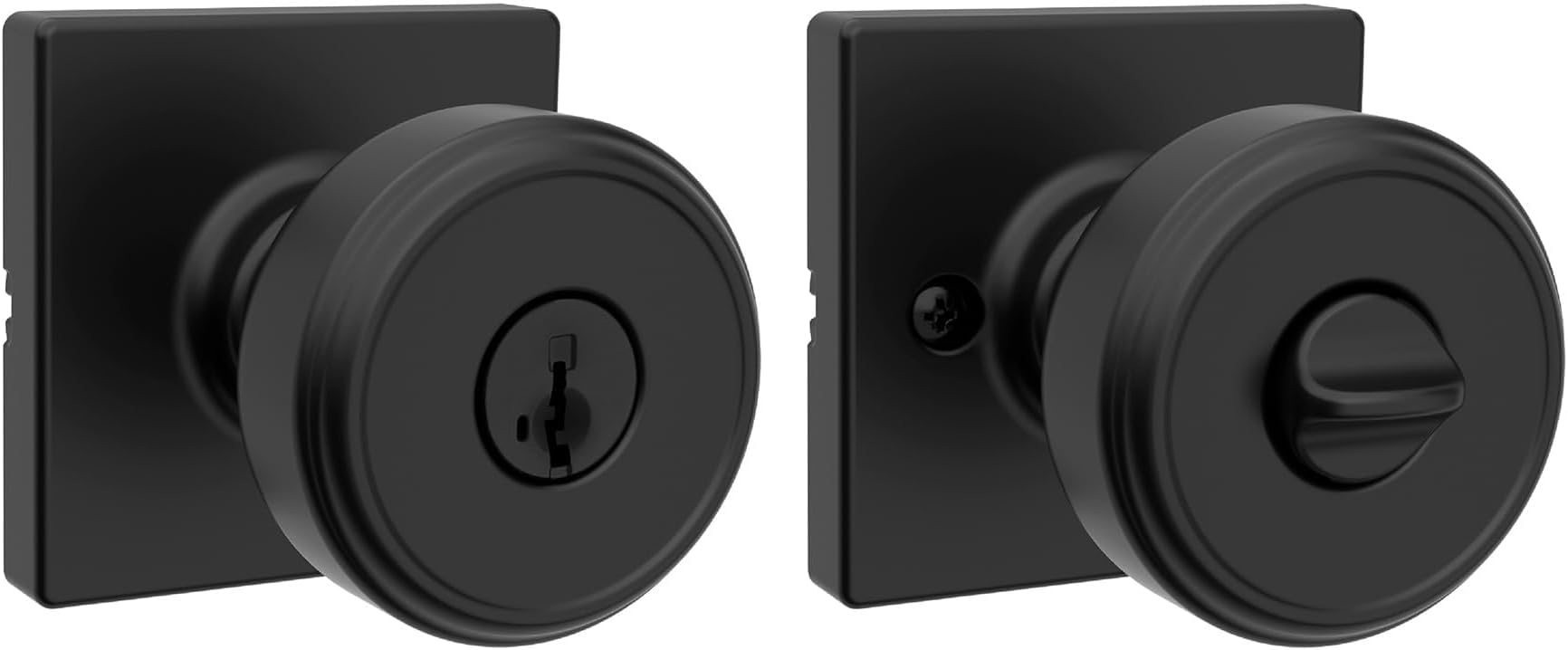 Kwikset Maven Entry Door Knob with Lock and Key, Secure Keyed Handle Exterior, Square Front Entrance and Bedroom, Matte Black, Pick Resistant SmartKey Rekey Security and Microban (Pack of 10)