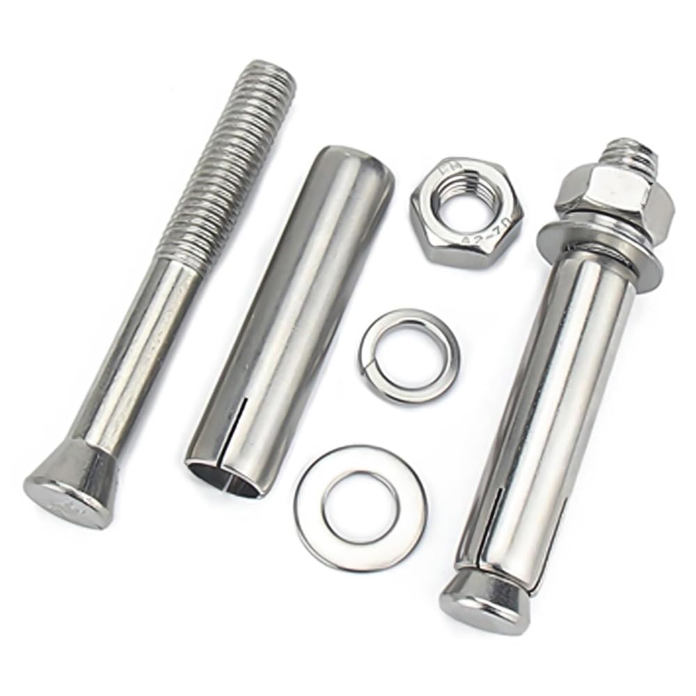 M8 x 120 mm, 10 tasselli ad espansione in acciaio inox 304 con dado e rondella per recinzioni e porte in cemento armato