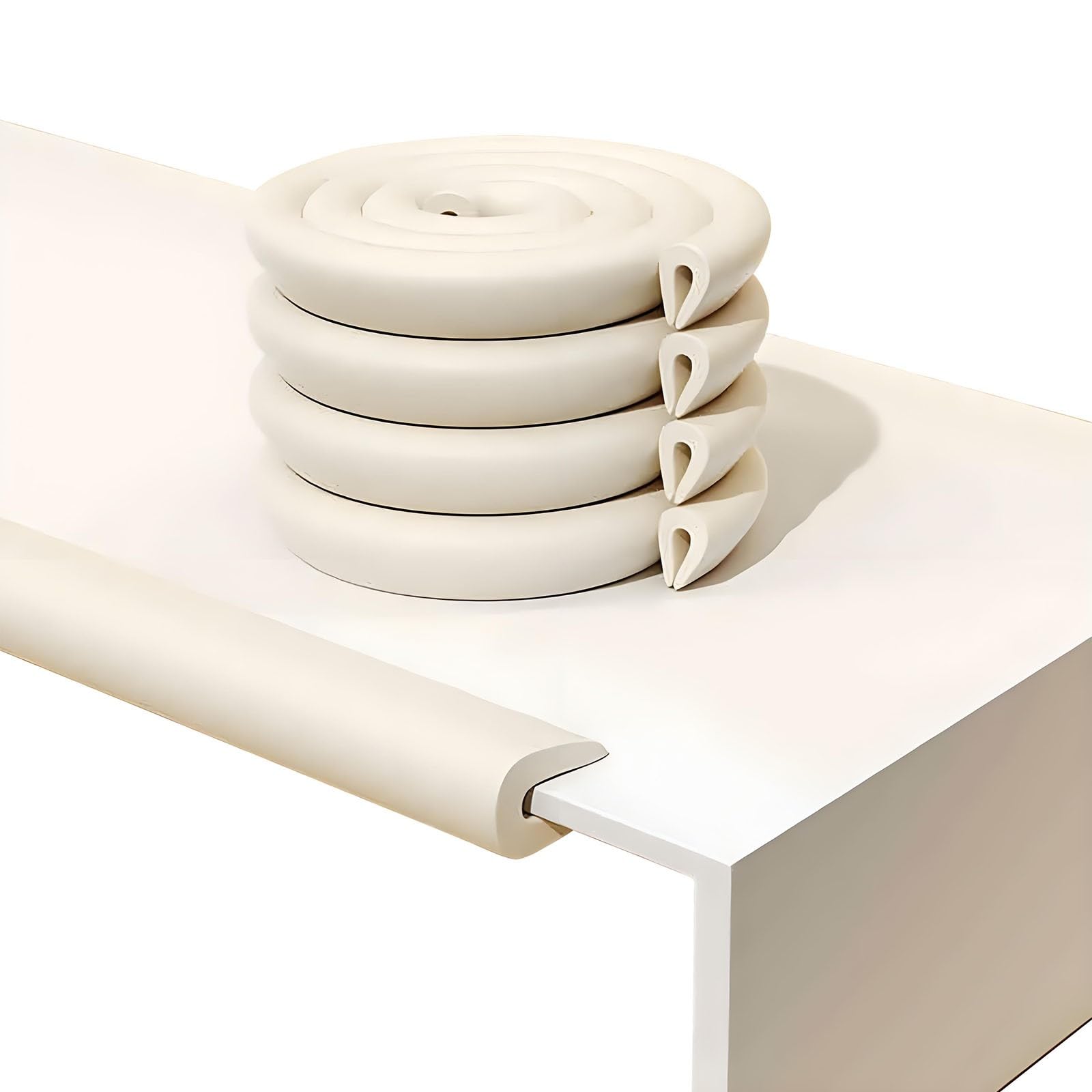Edge Protector for Tables, Furniture Corner Guard Edge, U-Shaped Foam ors Multicolor 2m Table Kitchen Counter Desk Coffee(Beige)