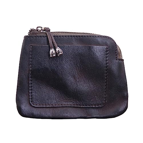 1 Pcs Leather Zipper Coin Purse Wallet, Coin Organizer, Change Holder,Card Case, Mini Slim Leather Zipper Storage Bag for Men & Women