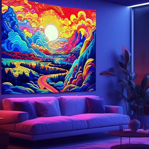 Apdidl Blacklight Posters Sun Mountain Tapestry For Bedroom Aesthetic thumb #3