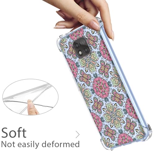 WEIOUHR Capa para celular Moto G Power 2021 TPU transparente e macio, design estilo boêmio, resistente a arranhões e leve para Motorola G Power 2021 (rosa verde)