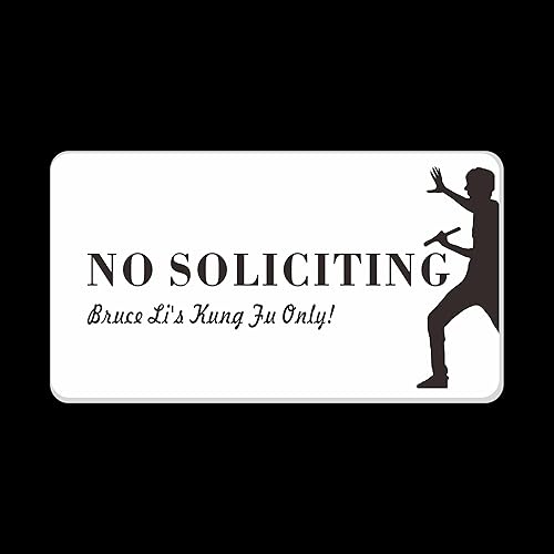 evron Letrero de No Soliciting para puerta delantera, divertido cartel con temática de Kung Fu No Soliciting para casa, texto e imagen en relieve