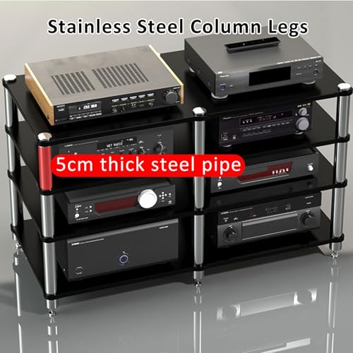 Stojak stereo, 2-poziomowy stojak na nośniki Av, półka narożna, wieża audio, designerski stojak na multimedia, szafka stereo, stojak na nośniki wideo, stojak na nośniki audio, przechowywanie dla