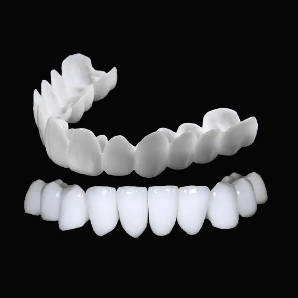 Conjunto Completo Top Bottom Silicone Dentes Falsos Top Bottom Upper Lower Veneers Dentes Falsos Dentadura Cosmética