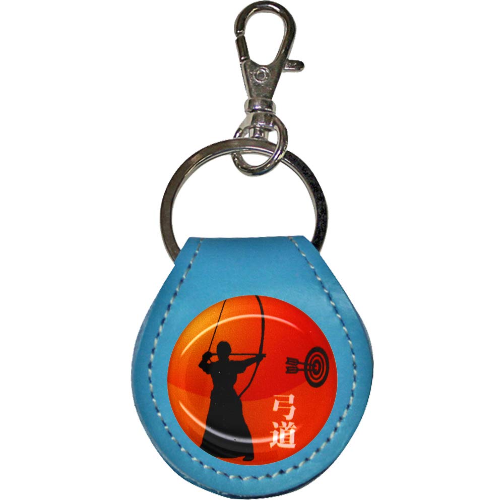 Amazon | 弓道 弓 牛革 コインキーリング コインキーホルダー 小銭入れ 500円硬貨 ギター ピックケース コイン型 電子マネー Edy  Quicpay ブルー | キーホルダー・チェーン