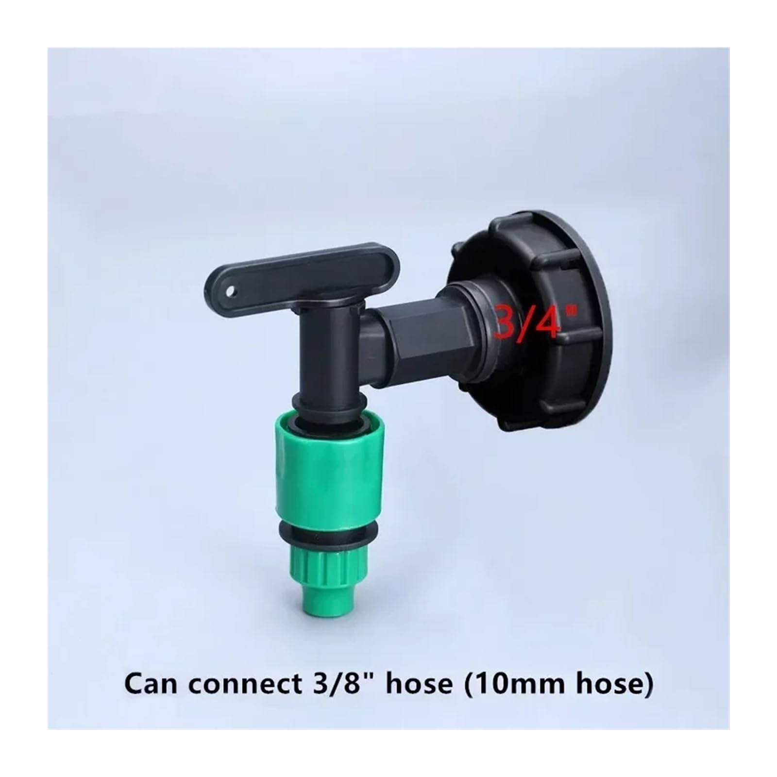 złącze kranu, 1/2 cala S60x6 gwint plastikowy kran zbiornika IBC 15 mm adapter z zaworem przełączającym złączki do zbiornika na wodę 1 szt.(2)