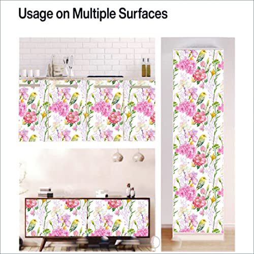 Image of WallDaddy - Self Adhesive Wallpaper for Walls Big Roll (300x40) Cm Wallpaper for Bedroom | Wall Papers Wall Stickers in Home Decor Flower Wallpaper Stick and Peel | Floral Wallpaper (Canary Bird)
