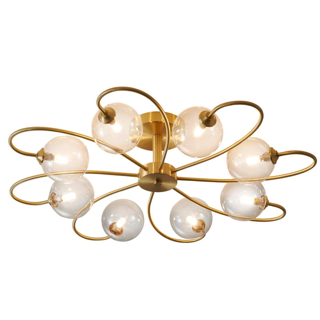 Lustre Sputnik 8 lumières en métal plafonnier encastré globe verre