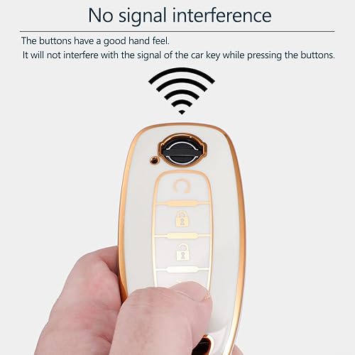 Miniatura 4 de Lcyam Bling Llavero con control remoto para llavero compatible con accesorios inteligentes Ariya Smart Car 2023 2024 Kicks de 4 botones, color azul